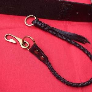 Braided Leather Wallet Chain Biker Leather Rope Wallet Chain Lanyard Wallet Chain Leather Cord Leather Chain Wallet Leather Strap Wallet