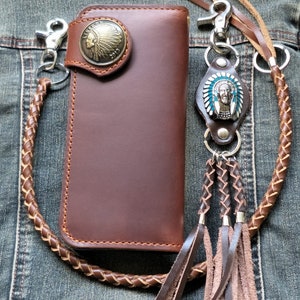 Leder Biker Brieftasche Kette Herren Bifold Brieftasche Handgefertigte Leder Lanyard Brieftasche Lange Brieftasche Biker Geschenk für Grad Geschenk für Männer Geschenk für ihn