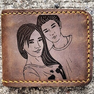 Brieftasche mit Gravur Benutzerdefinierte Foto Leder Herren Brieftasche Benutzerdefinierte Bild graviertes Geschenk Personalisierte Bifold Brieftasche Jahrestag Geschenk für Männer für Papa