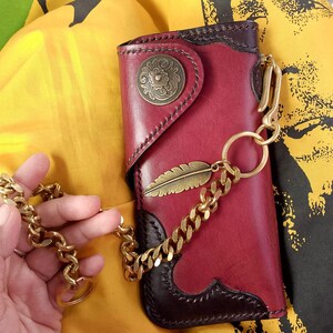 Leder Biker Brieftasche Kette Herren Bifold Brieftasche Handgefertigte Leder Brieftasche Kette Brieftasche Lange Brieftasche Biker Geschenk für Grad Geschenk für Männer Geschenk für ihn