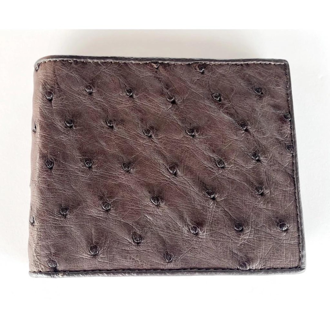 Brown Ostrich Wallet Ostrich Leather Wallet Genuine Ostrich Skin Wallet ...