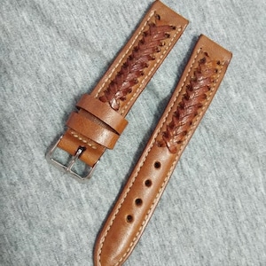 Correa de reloj de cuero marrón, hecha a mano, de 24 mm, 23 mm, 22 mm, 21 mm, 20 mm, 19 mm y 18 mm, hecha a medida.