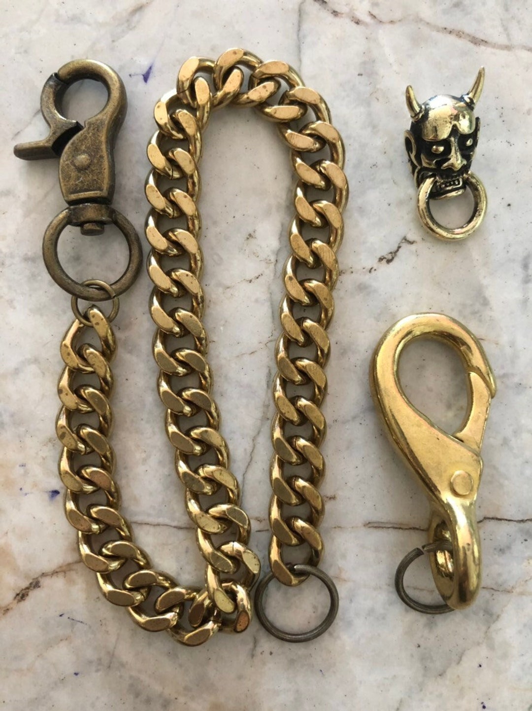 レア  BLACK SIGN SOLID BRASS WALLET CHAINS Amazon.com: Solid Brass Gold Wallet Chain Men Biker Trucker