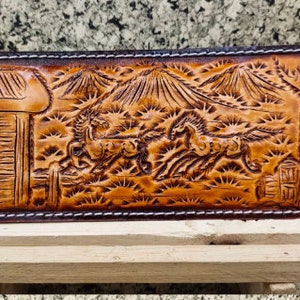 Cartera de cuero tallada a mano, cartera floral, cartera plegable estilo vaquero occidental para hombre, cartera de cuero repujado, regalo para él, regalo para hombre, regalo para papá