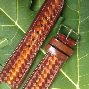Western Watchband Custom Leather Watch Strap Tooled Leather Watch Strap Carved Floral Watch Band 24mm 22mm 20mm 19mm 18mm Gift For Him