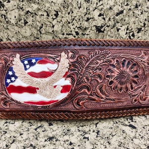 Cartera de cuero tallada a mano, cartera floral, cartera plegable estilo vaquero occidental para hombre, cartera de cuero repujado, regalo para él, regalo para hombre, regalo para papá