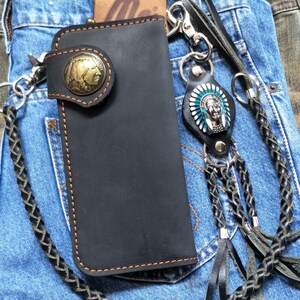 Leder Biker Brieftasche Kette Herren Bifold Brieftasche Handgefertigte Leder Lanyard Brieftasche Lange Brieftasche Biker Geschenk für Grad Geschenk für Männer Geschenk für ihn