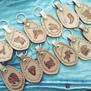 Western Keychain Hand Tooled Leather Car Keychain Leather Keychain Keyfob Handmade Leather Keychain Gift for him Gift for men Gift for dad