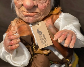 Handmade Hoggle (about 38 Cm) Polymer Clay Creature, OOAK, Made in