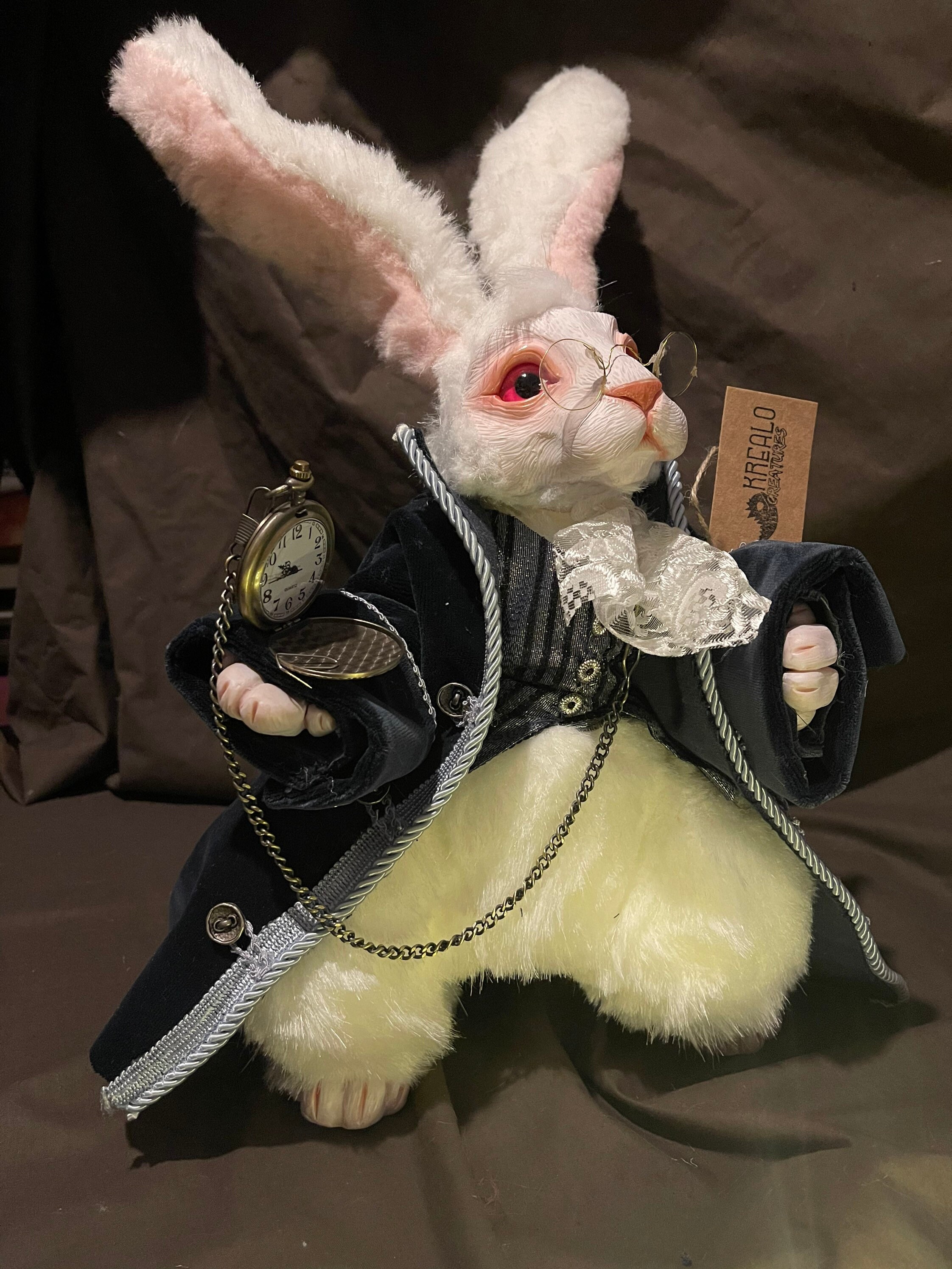 【ミヤタケイコ】うさぎ 黒 ハンドメイド ぬいぐるみ アリス kawaii 不気味でかわいいぬいぐるみのウサギ人形 手作りの奇妙な