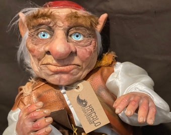 Hoggle hecho a mano (aprox. 38 cm) Criatura de arcilla polimérica, OOAK, hecha en Italia