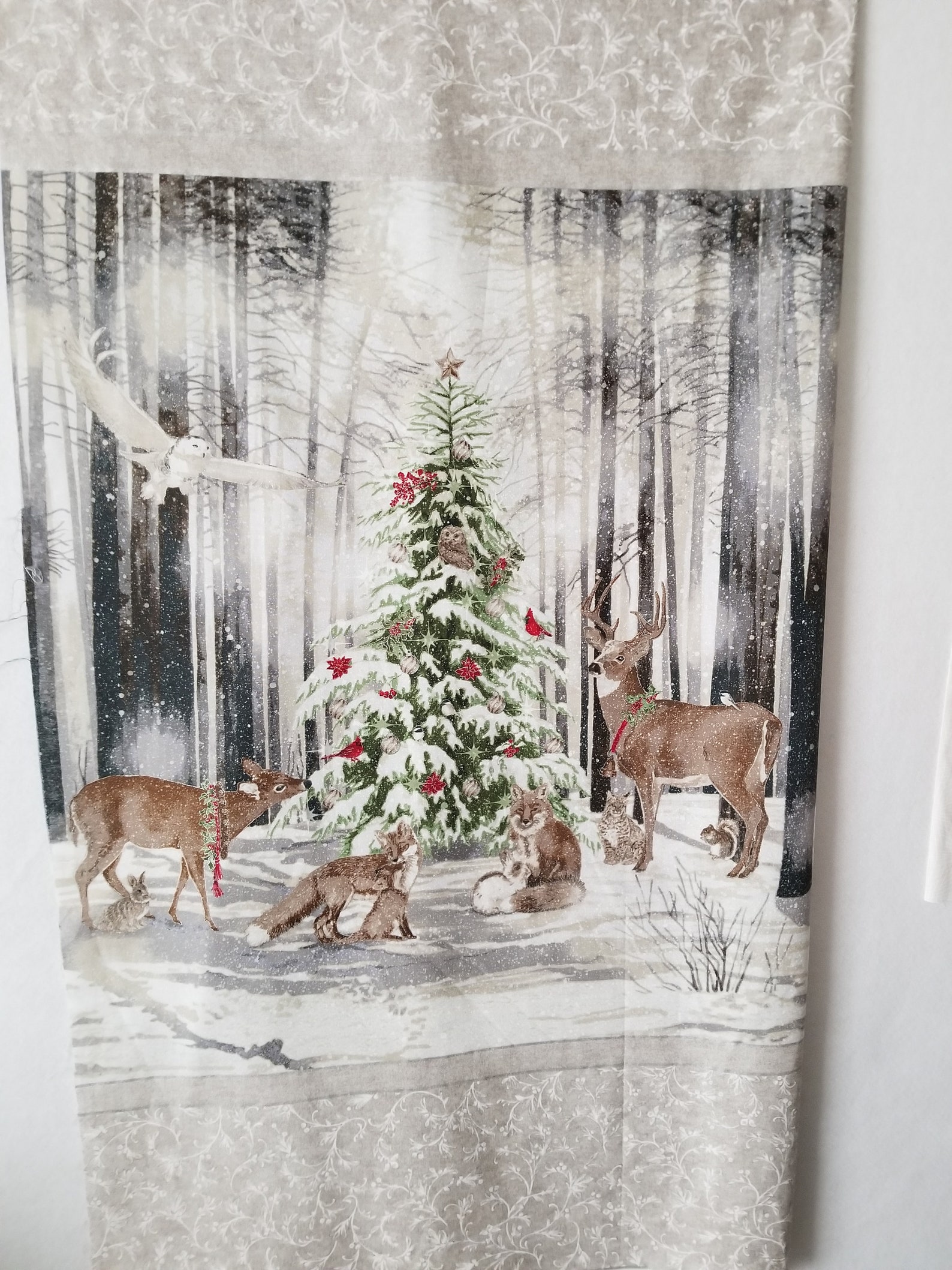 Christmas fabric panel Robert Kaufman fabric Winter forest Etsy