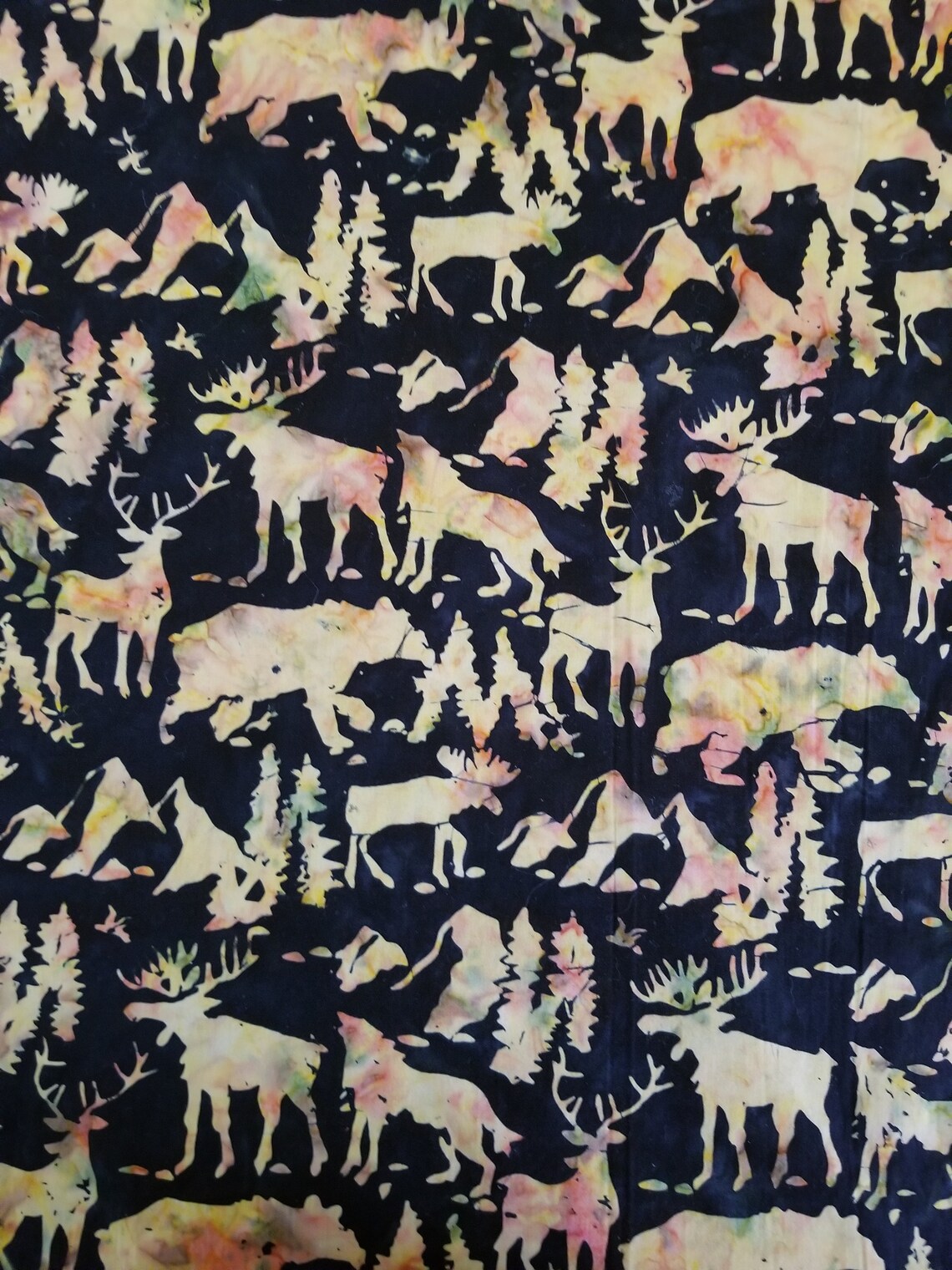Batik quilt Fabric. Forest fabric moose fabric bear fabric Etsy