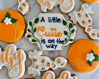 A Little Cutie is On the Way Baby Shower Cookies