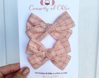 Pink Plaid Pigtail Set