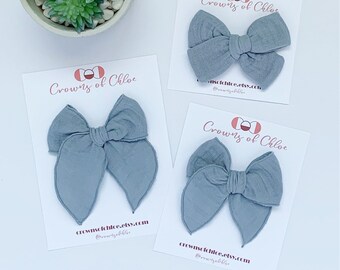 Dusty Blue Gauze Bow