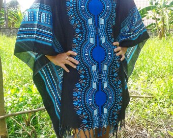 African Dashiki Kaftan Plus Size Kaftan with Fringes Mini Boho Dress Gypsy Wear Fine Cotton Kaftan