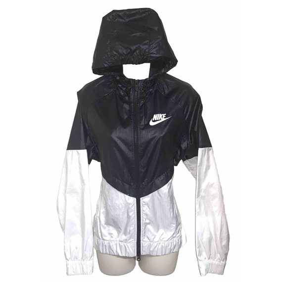 Giacca a vento Nike media nera bianca lucida VTG da donna degli anni 90 Etsy Italia