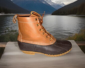 LL Bean Men\'s Gore-Tex Thinsulate Duck Hunting Boots Brown Leather USA 9 LL Bean Boots 8” Gore-Tex Thinsulate Lined Brown Leather  main image 4