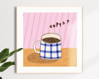 Printable Mug Poster, Illustrated Poster, Wall Art, Kitchen Wall Art