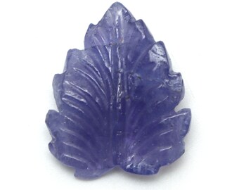Natural Tanzanite Leaf Carving Loose Gemstone, 21x25 mm, Tanzanite Handmade Jewelry Gift for Women, 1 Piece