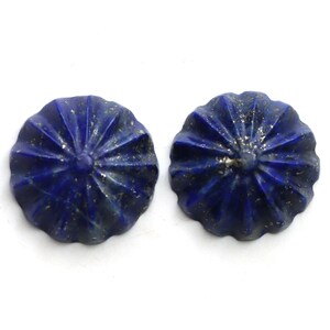 Lapis Round Carving Loose Gemstone, 18x18 mm, Lapis Jewelry Making Gemstone, Round Lapis, Lapis Carving, Carving Gemstone, Pair ( 2 Pieces )