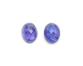 Natürlicher Tansanit Facettiert Oval Lose Edelstein, 8x10 mm, Tansanit Schmuck Handarbeit Geschenk für Frauen, 1 Paar