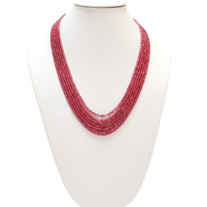 Natural Red Spinel Smooth Rondelle Beaded Necklace, 3 mm to 5 mm, Red Spinel Beads, Inner 19 Inches to Outer 22 Inches, Price Per Necklace