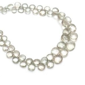 Natural Green Sunstone Faceted Heart Beads, 5x5 mm to 9.5x10 mm, 8 Inches Full Strand, Price Per Strand