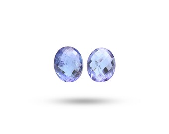 Natürlicher Tansanit facettierter ovaler loser Edelstein, 8 x 10 mm, Tansanit Schmuck handgemachtes Geschenk für Frauen, 1 Paar