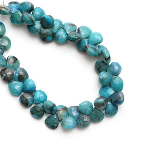 Natürliche Chrysokoll facettierte Herz Perlen, 8.5x8.5 mm, Chrysokoll Herz, Chrysokoll Seitenbohrer, 8 Zoll voller Strang, Preis pro Strang