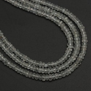 White Zircon Faceted Rondelle Beads, 3 mm To 4.5 mm, White Zircon Beads, Zircon Jewelry Making Gemstone Beads, 8 Inch/ 18 Inch Full Strand