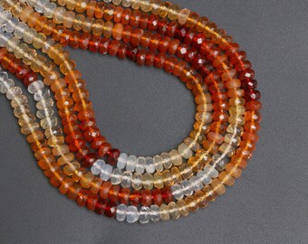 Champagne Mexican Fire Opal Beaded Bracelet 5mm Fire Opal Rondelle Beads Bracelet Fire Volcanoes Opal Natural Orange Fire Opal Gem Beads