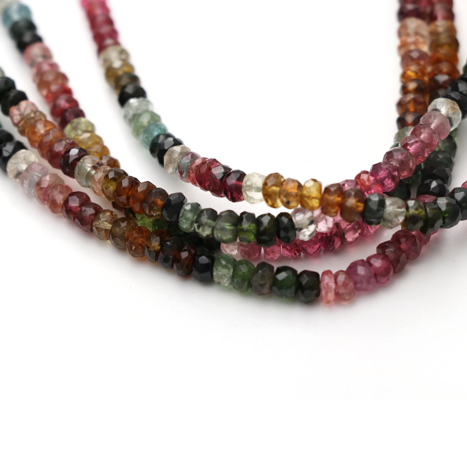 Multi Tourmaline Faceted Roundel Beads 3 mm to 4.5 mm Multi Etsy