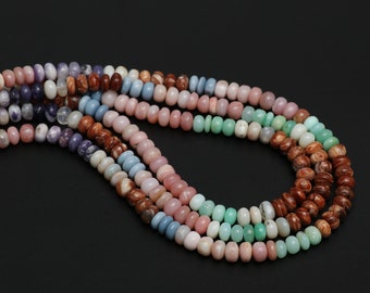Multi Opal Smooth Rondelle Beads, 7 mm, Multi Opal Jewelry Making Beads, Multi Opal beads, Plain Opal, 8 Inches/ 18 Inches, Price Per Strand