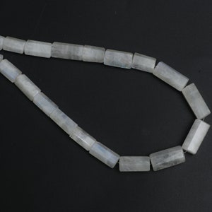 Natural Rainbow Moonstone Faceted Cylinder Beads, 5x9 mm to 8.5x18.5 mm, Moonstone Cylinder Jewelry Making, 18 Inch, Price Per Strand