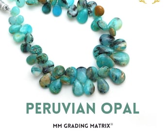 Peruwiański opal gładkie koraliki z kamieni szlachetnych w kształcie gruszki, opal gładkie koraliki, 5x7,5 mm do 11,5x15,5 mm peruwiańskie koraliki z opalem w kształcie gruszki, naturalne peruwiańskie koraliki z opalem