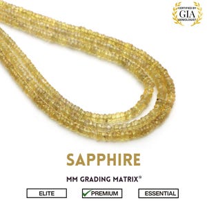 Sapphire Faceted Rondelle Shape Beads,2.5-4 mm Yellow Sapphire Faceted Gemstone Beads, Natural Sapphire Rondelle Beads, Jewelry Making Beads