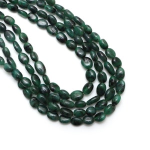 Emerald Smooth Oval Beads, 4x5 mm To 6x8 mm, Emerald Beads, Emerald Jewelry Making Beads, 8 Inches / 18 Inches Full Strand, Price Per Strand