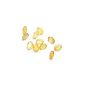 Safira amarela natural facetada oval solta pedra preciosa, 5 x 7 mm, joia de safira amarela presente feito à mão para mulheres, conjunto de 11 peças