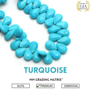 Natural Turquoise Faceted Pear Beads, 5x7 mm To 6x8 mm Turquoise Pear Shape Gemstone Beads, Blue Turquoise Beads, Beads For Jewelry Making