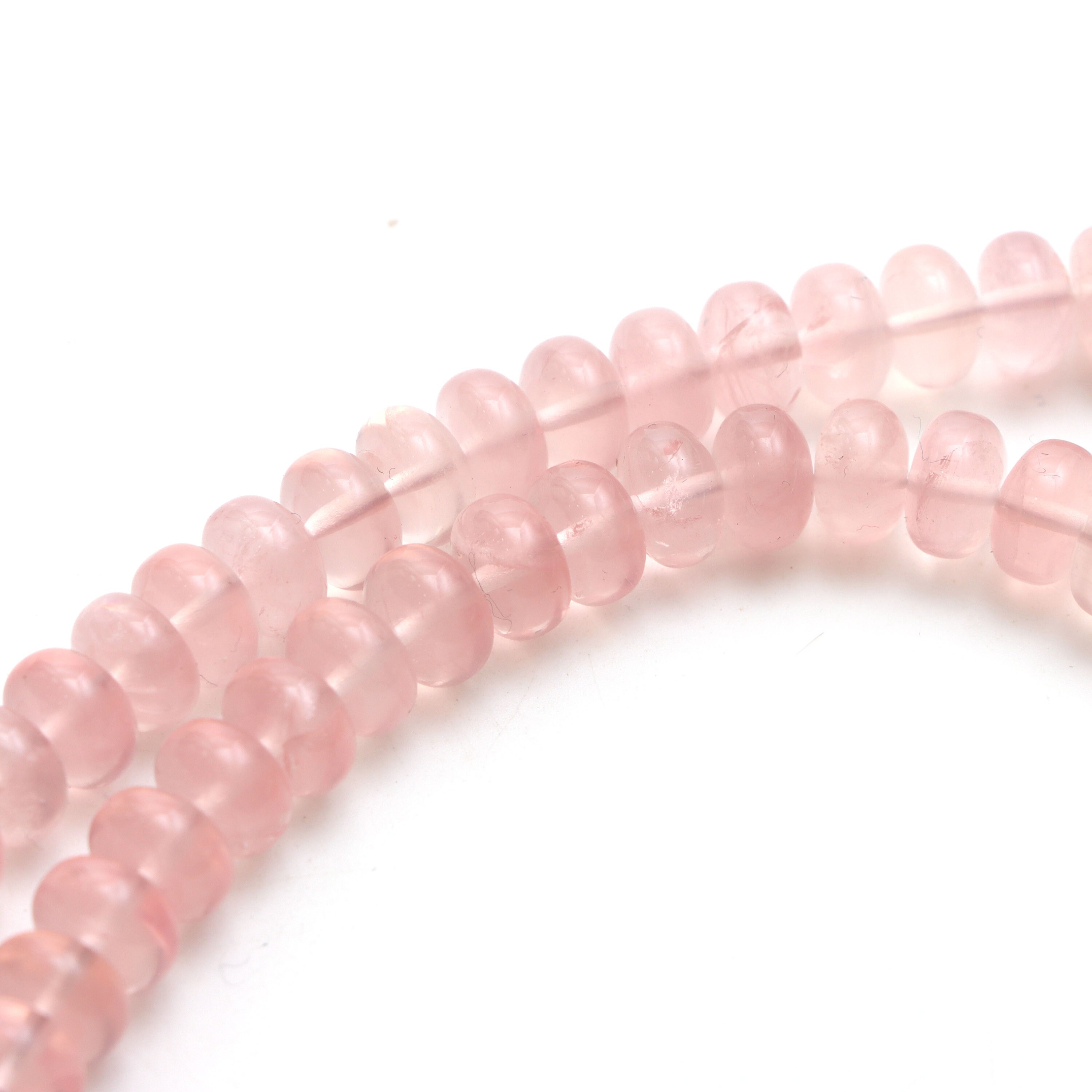 Rose Quartz 8-8.5mm Smooth Rondelle A Grade Gemstone Beads Lot - 160638