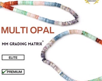 Multi Opal Smooth Tyre Shape Beads, Gemstone Beads For Jewelry Making, Multi Opal Plain Beads, Opal Heishi Shape Plain Beads Strand 18&quot;