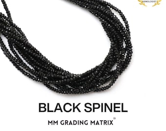 Black Spinel Gemstone Beads, 2.5 mm, Natural Spinel Faceted Rondelle Shape Beads, Spinel Faceted Beads, Black Spinel Beads For Jewelry