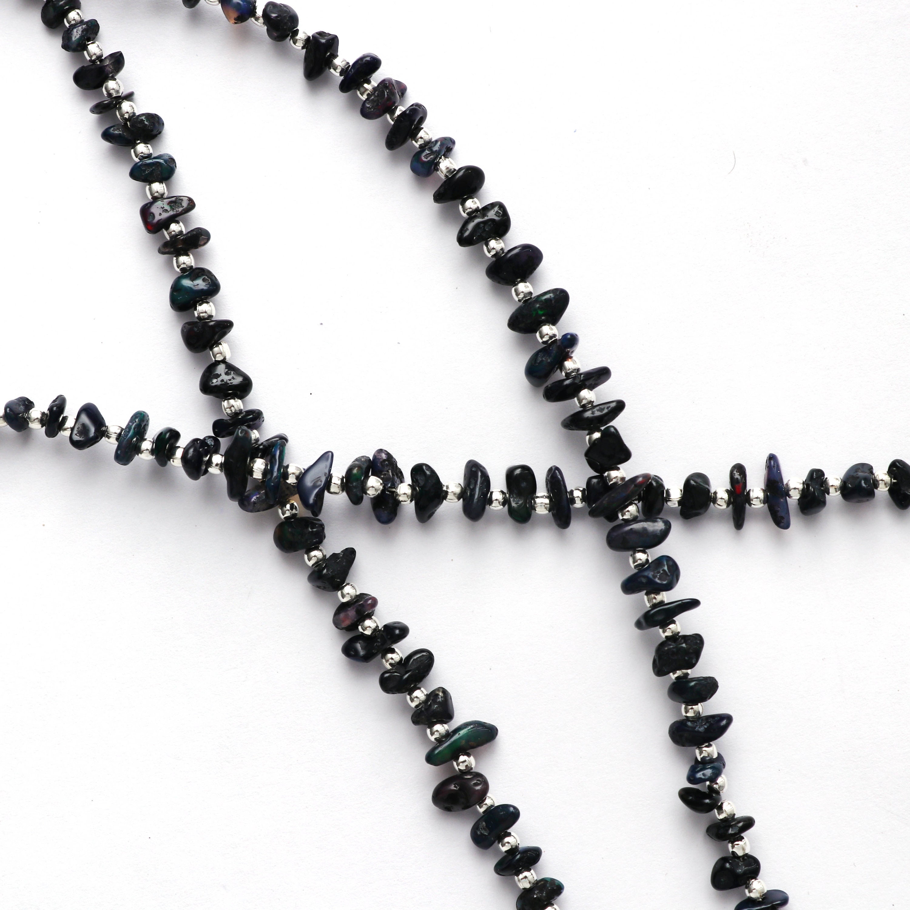 Black Ethiopian Opal Tumbled Beads Strand - 8" (3x2-4x3mm) AAA Quality, Natural Stone