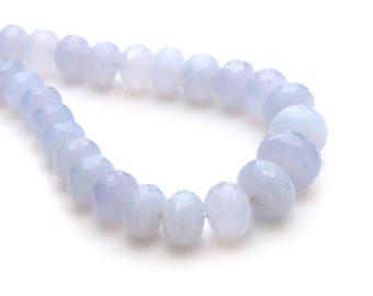 Blaue Chalcedon facettierte Rondell Perlen, 9,5 mm bis 18 mm, Rondelle Chalcedon, Rondelle Form Perlen, 20 Zoll Strang, Preis pro Strang