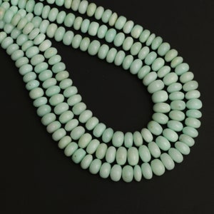 Mint Chrysoprase Smooth Rondelle Beads, 5 mm to 8.5 mm, Chrysoprase Jewelry Making Beads, Plain Chrysoprase Beads, 18 Inch, Price Per Strand