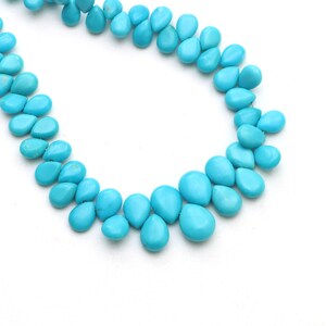 Turquoise smooth graduation pear shape turquoise beads strand | Natural turquoise pear beads for jewlry craft | Turquoise pear beads strands