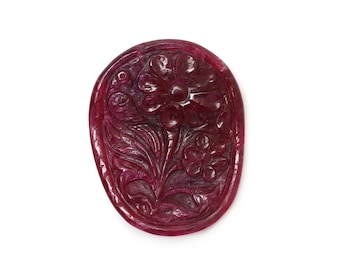 Naturalny Rubin Rzeźba Owalny Luźny Kamień Szlachetny - 31 x 40 mm - Rubin Owalny, Rzeźba Obustronna, Rubin Rzeźba Luźny Kamień Szlachetny, 1 Sztuka