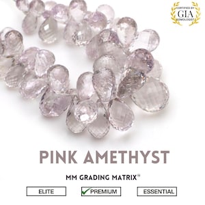 High Quality Pink Amethyst Faceted Drop Briolette Beads, Natural Amethyst Teardrops, Amethyst Gemstone For Jewelry Making, Amethyst Beads